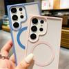 Чехлы Magsafe с матовой рамкой и магнитным покрытием для Samsung Galaxy S24 S23 S22 Ultra Plus с беспроводной зарядкой, акриловый бампер для сотового телефона