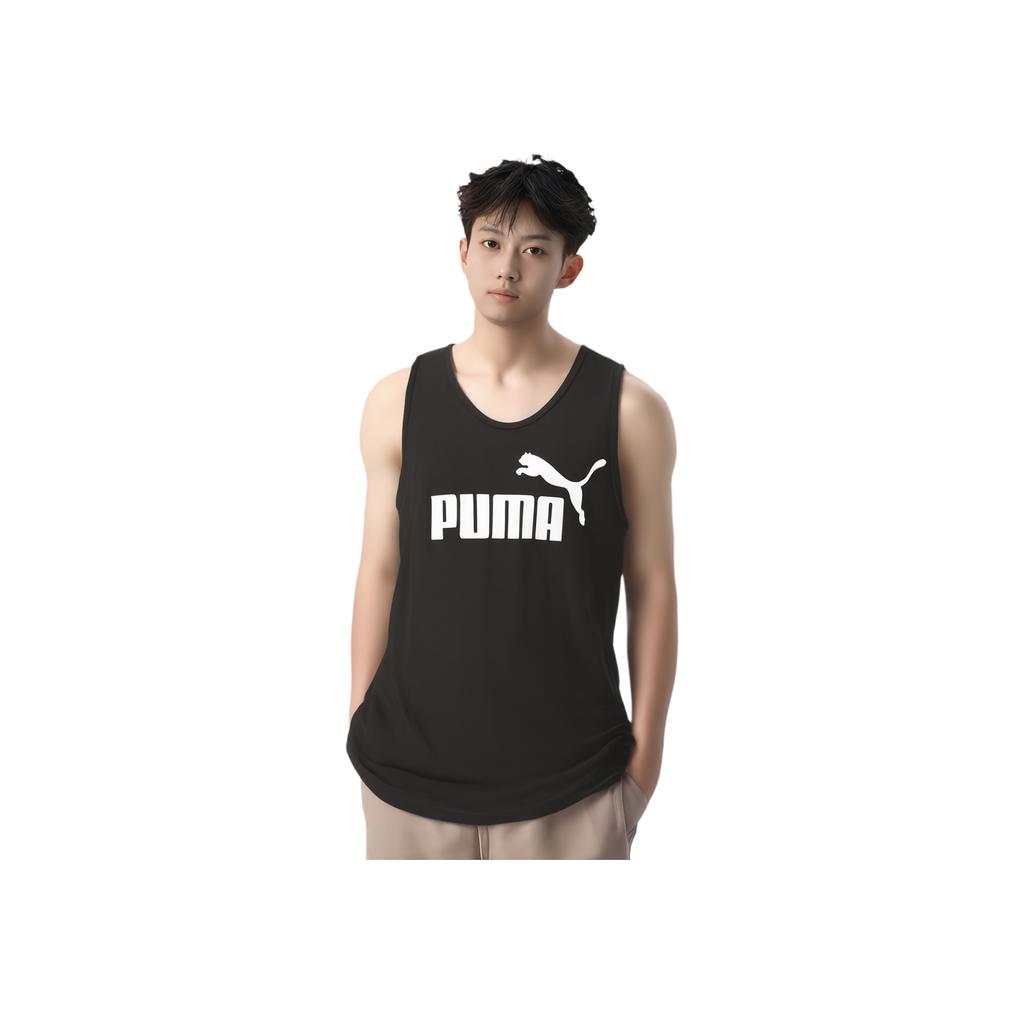 Puma Базовый топ-жилет с принтом из букв, круглым вырезом, без рукавов, мужские топы, черный 586670-01