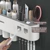 Magnetic Adsorption Inverted Toothbrush Holder Double Automatic Toothpaste Squeezer Dispenser Storage Rack Bathroom Accessories