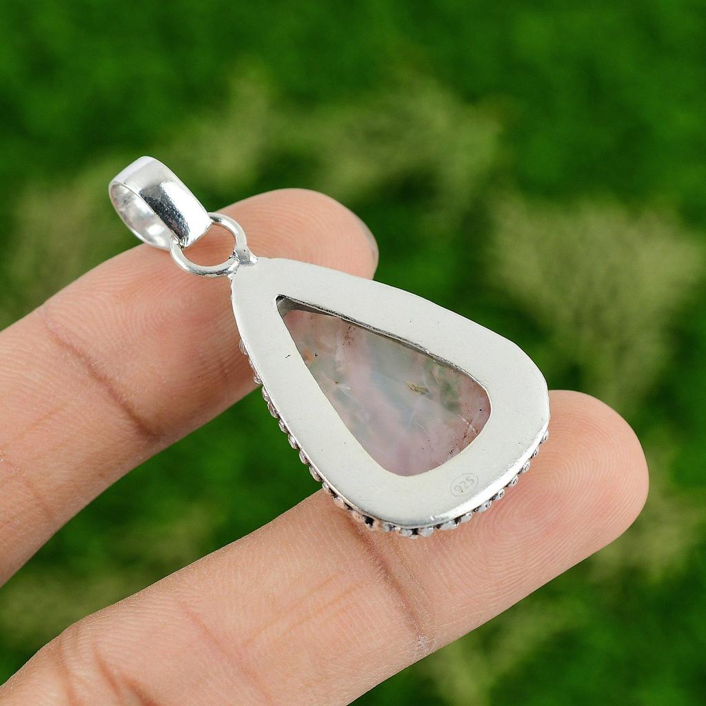 Подвеска из агата Ботсвана Ручная работа Натуральный драгоценный камень Ювелирное изделие Подвеска из стерлингового серебра 925 пробы Подарки на помолвку