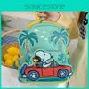 Snoopy Driving A Vehicle Cartoon Pattern Kids Pu Backpack With Zipper Closure For Casual Travel And School Use