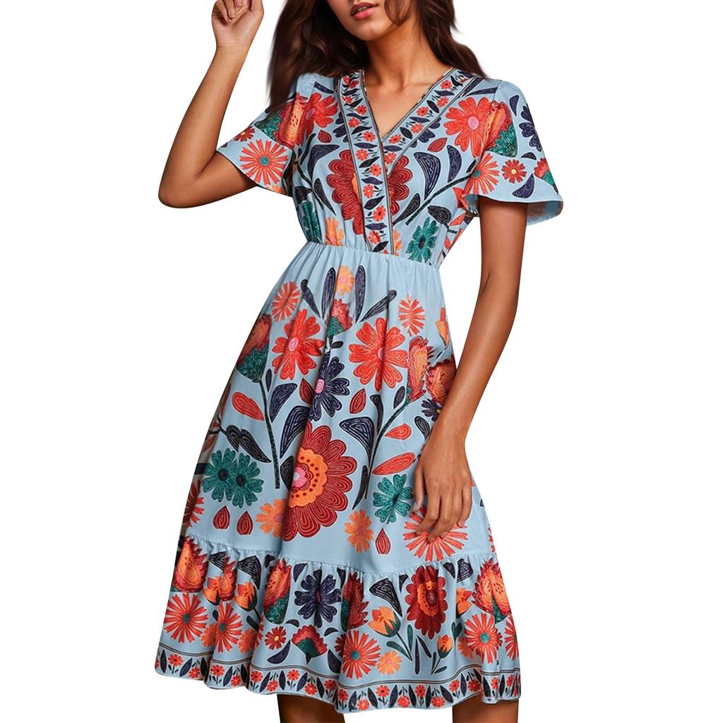 Женское летнее платье свободного покроя для пляжного отдыха, повседневное платье-жилет с глубоким V-образным вырезом, элегантное платье-рубашка