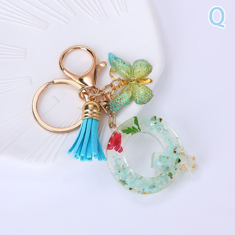 AZ Dreamy Sequin Letters Брелок для женщин Подвеска-бабочка с кисточками Инициал Брелок для кошелька Подвеска для сумок Амулеты Автомобильный брелок