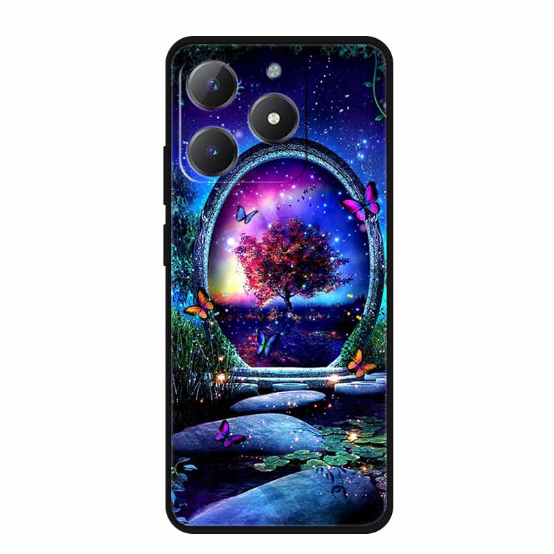 Чехол для телефона Realme Narzo N61 N 61 Coque Цветы Черный Силиконовый Мягкая Задняя Крышка Для Realme Note 60 Чехол Note60 Funda Сумки Capa