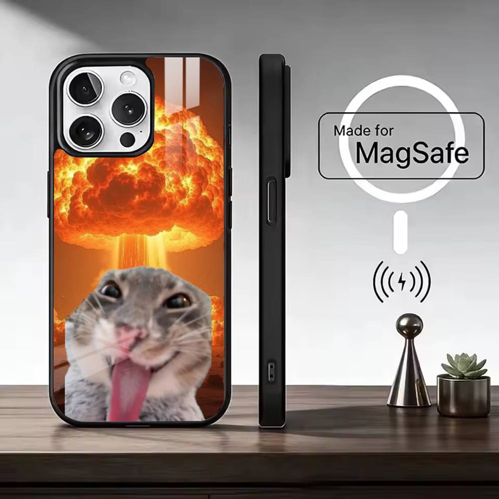 Cute Pet Cat memes Phone Case For iPhone17,16,15,14,13,12,11 Plus,Pro Max, New Magnetic Wireless Charging