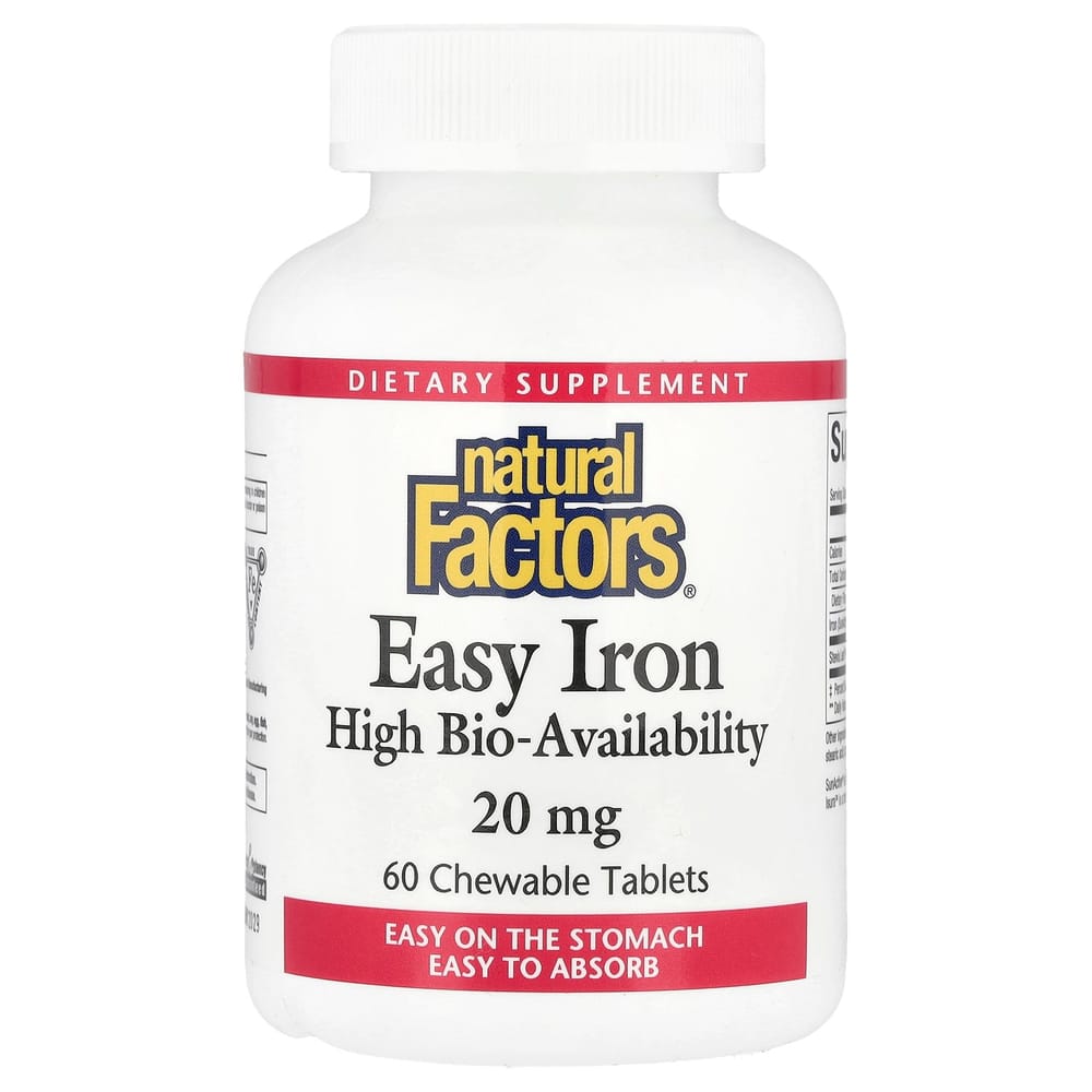 Natural Factors Easy Iron 20mg Chewable Tablets, 60 Counts