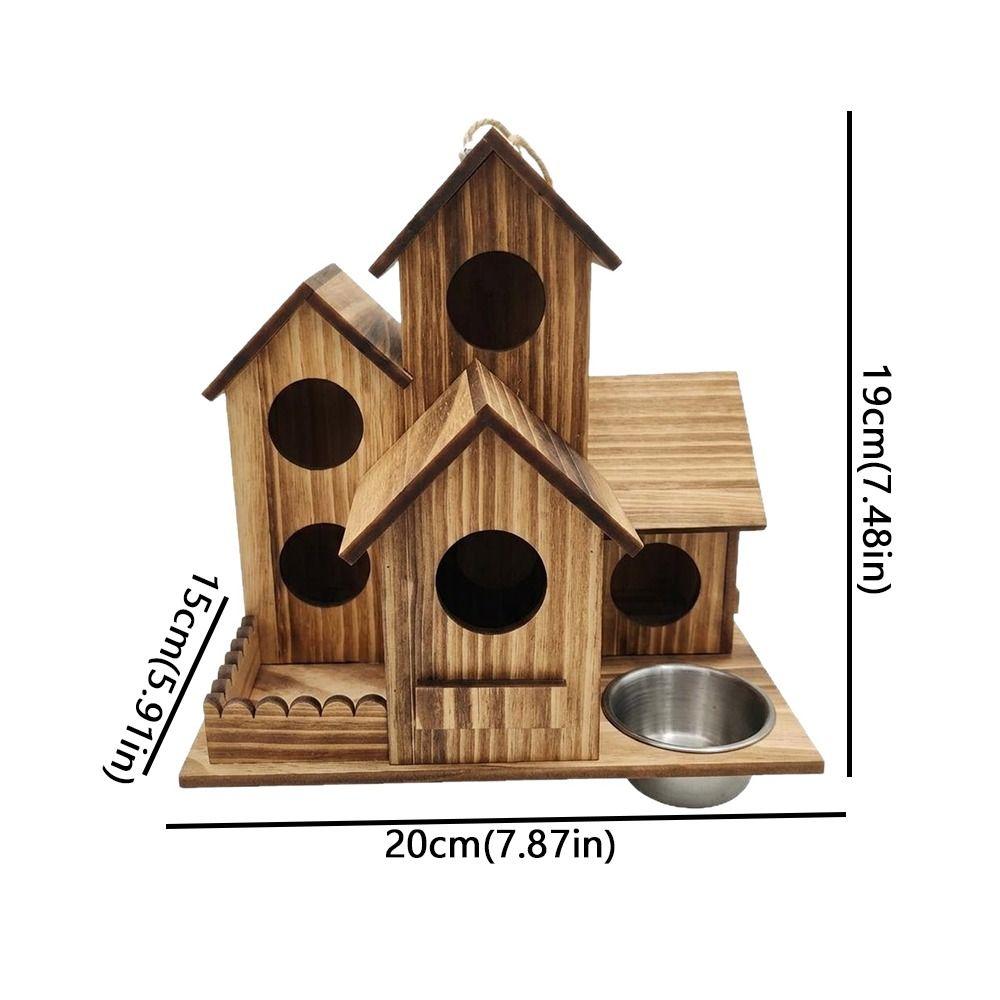 Rustic Style Wooden Bird House Feeder Weather Resistant Hanging Birdhouse Outdoor Use