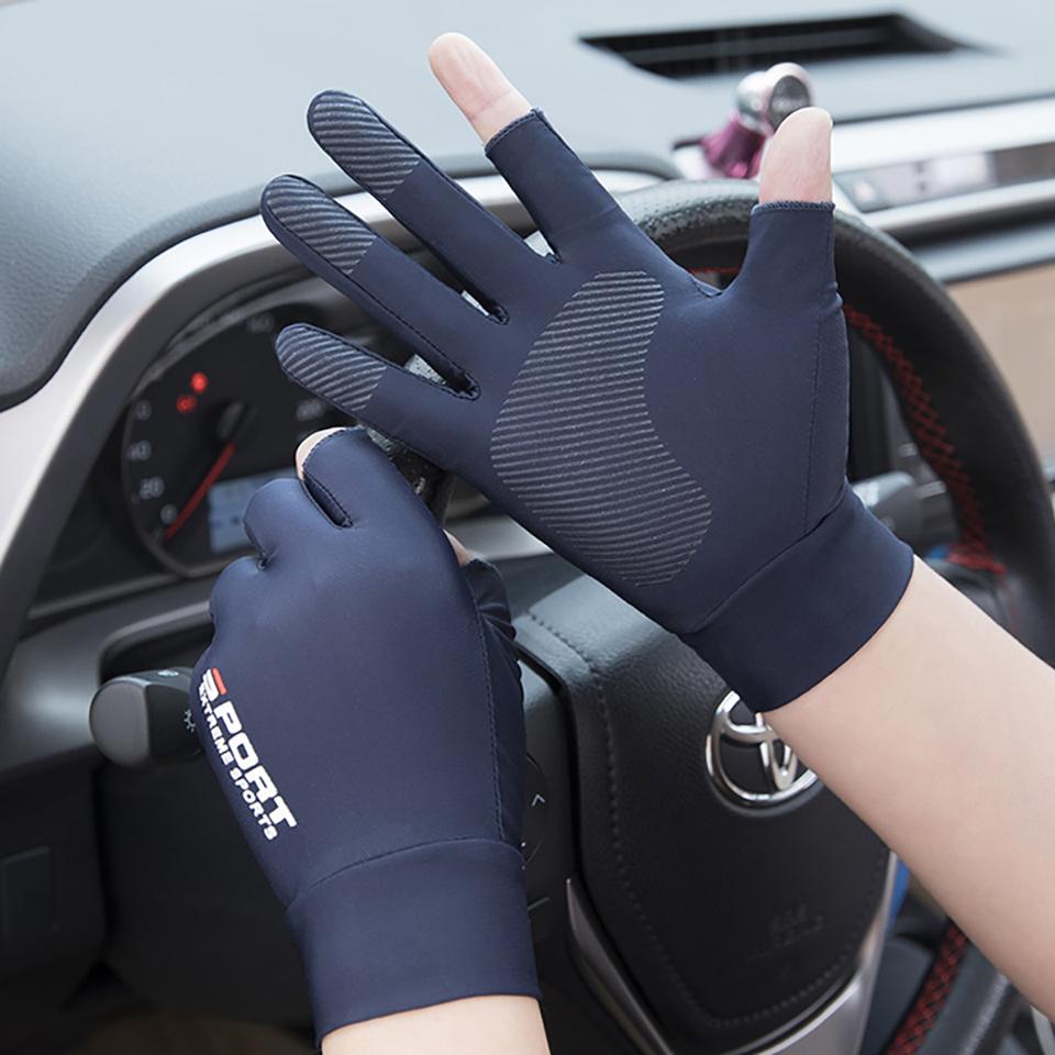 1Pair Ice Silk Half Finger Gloves Summer UV Protection Anti-Slip Breathable Thin Driving Cycling Gloves Men Women Unisex