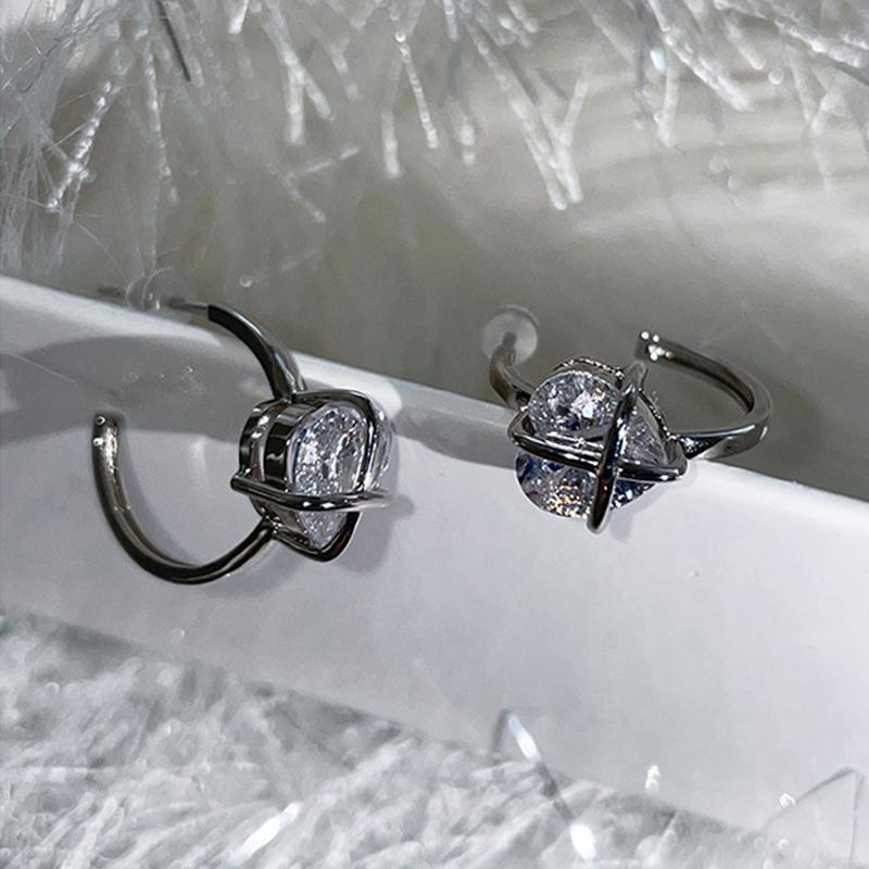 ANENJERY Блестящие серьги-гвоздики с цирконием в форме сердца для женщин, легкие роскошные нишевые дизайнерские корейские ювелирные изделия