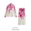 Kaslead New Arrival Women's Fashion Style Fashion Minimalist Casual Print Shirt Top and Trousers Suit