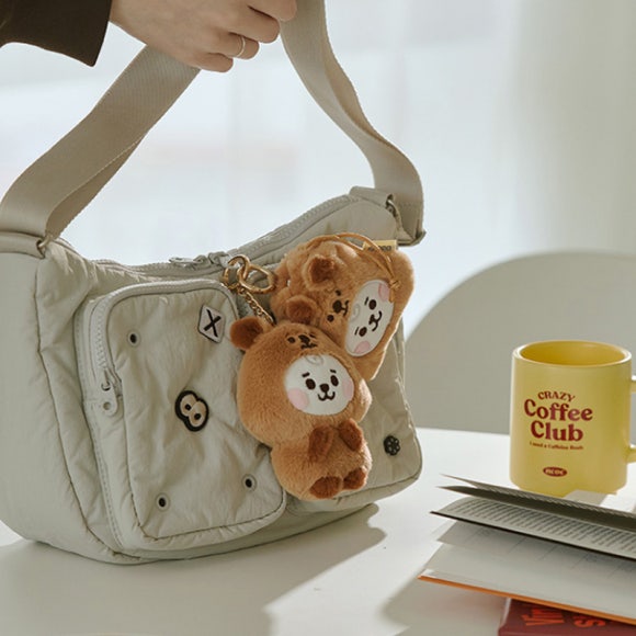 BT21 Кукла RJ BABY FLUFFY, лежащая на полу/брелок для ключей/костюмный шкаф, набор из шляпы-ведра/мини-сумка с подвесками/сумка-лицо для куклы через плечо (5 вариантов)