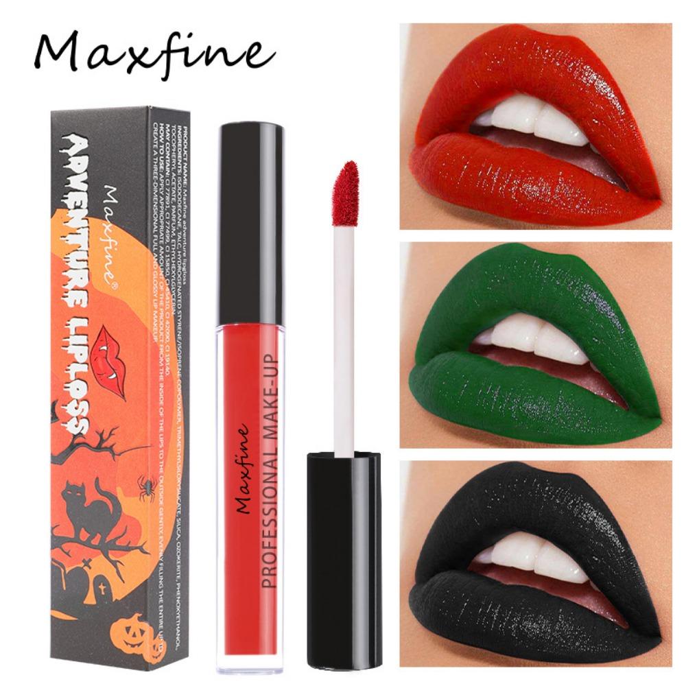 MAXFINE Halloween Lip Glaze Lipstick Without Dipping Cups, Waterproof, Not Discoloration