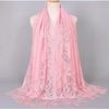 Элегантный женский хлопковый полиэстеровый шарф-шаль с цветочным кружевом и кисточками, для вечеринки, свадьбы, кружевная вуаль, Индия, арабский, мусульманский хиджаб, шарфы