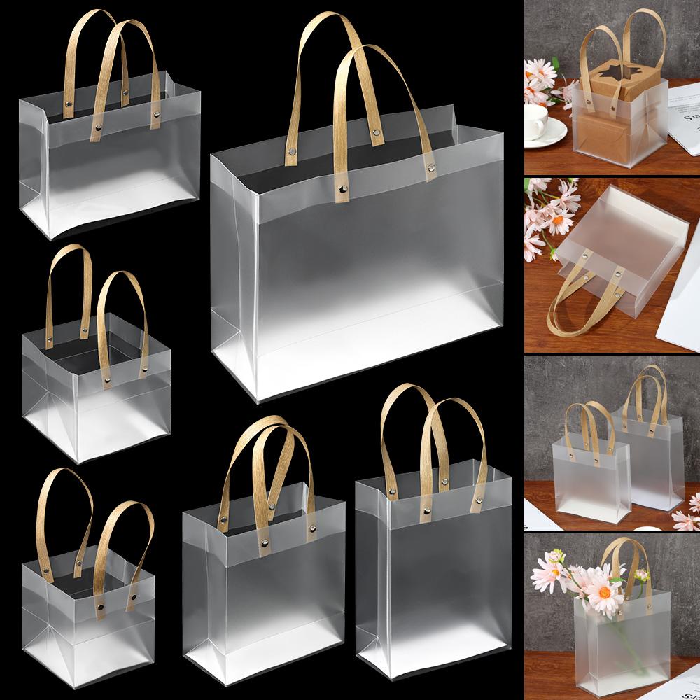 PVC Decor with Handles Frosted PP Bags Translucent Tote Package Gift Wrapping