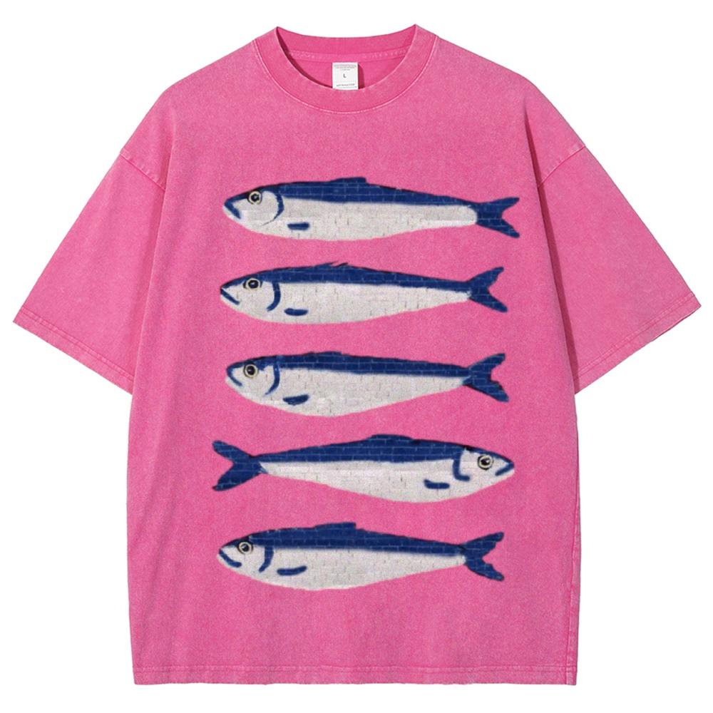 Футболка женская свободного покроя с принтом соленой рыбы «Летний Годжо», свободный покрой, короткий рукав, летний модный дизайн