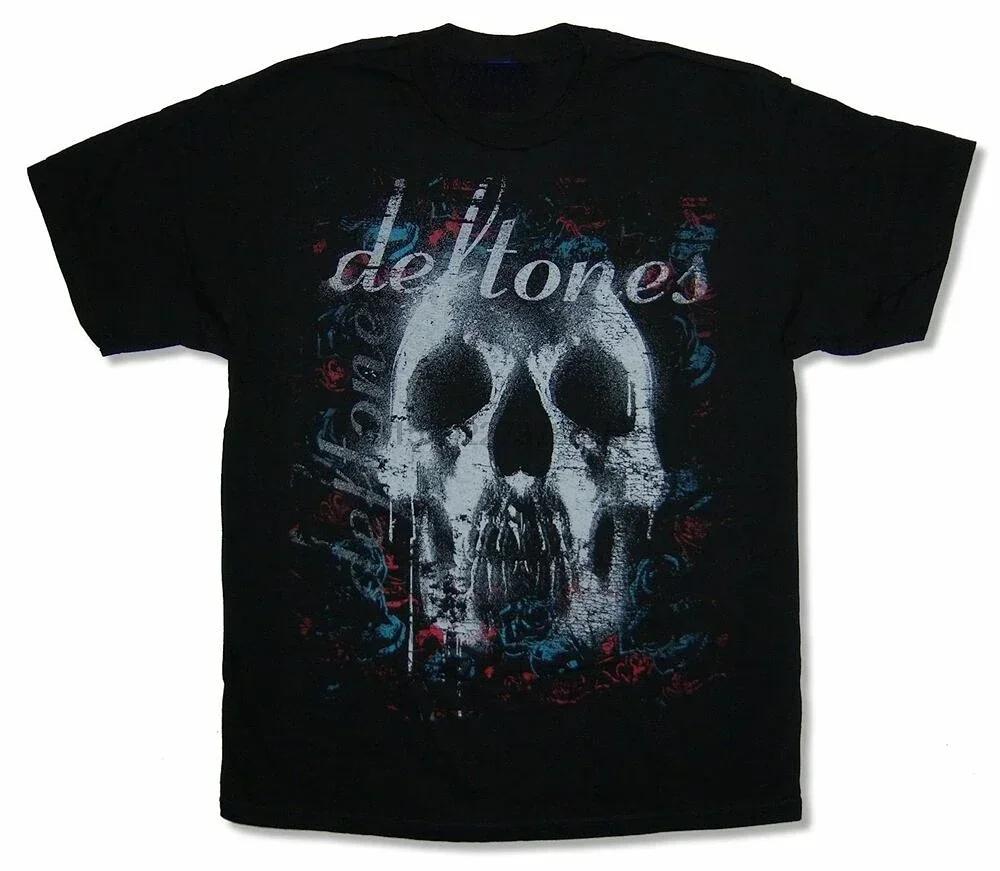 Хоррор Deftones Череп Футболка Унисекс Харадзюку Готическая Черная Футболка Летняя Для Мальчиков Девочек Уличная Одежда Японский Винтаж Свободные Футболки