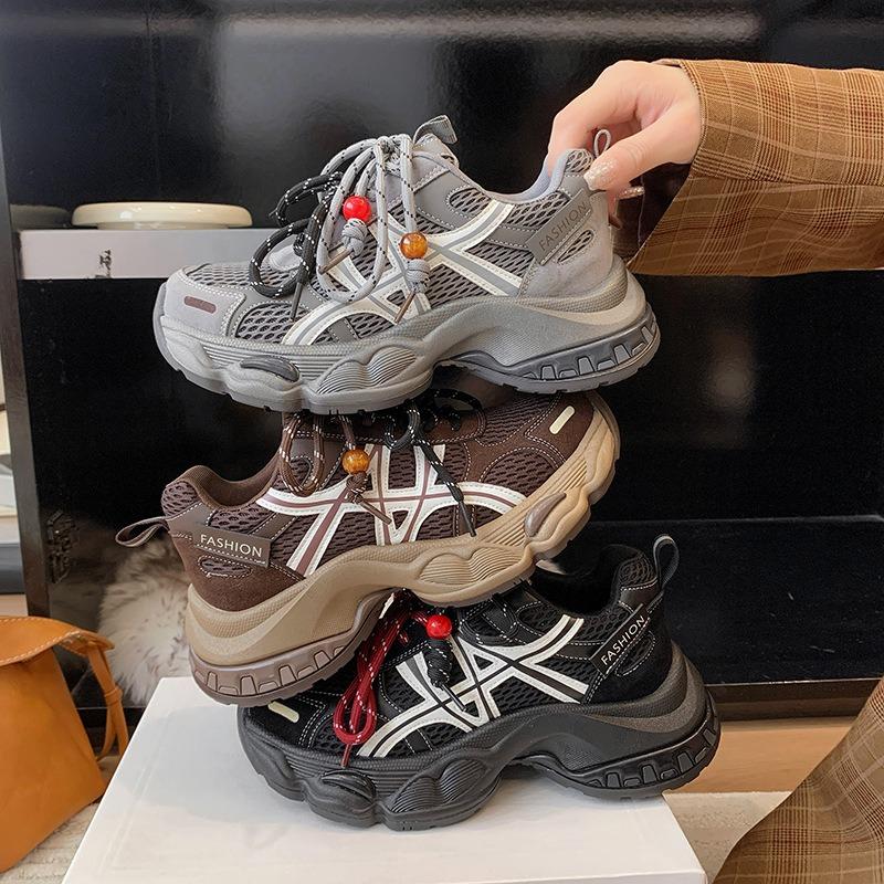 Thick-soled heightening dad shoes women's autumn new versatile, lightweight and breathable mesh running casual sports shoes