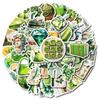 New 50 Small Fresh Green Series Graffiti Stickers Decorative Skateboard Notebook Refrigerator Stickers