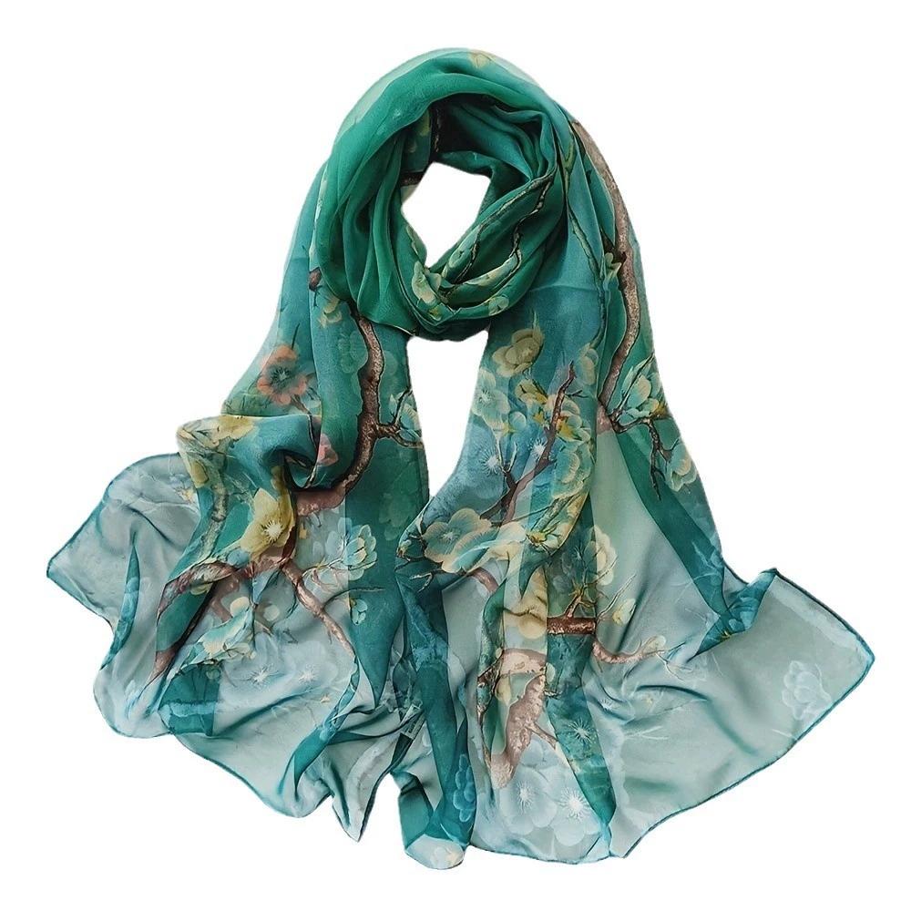 Summer Beach Long Sun Protection Scarf and Shawl Women Decorative Floral Thin Chiffon Scarves