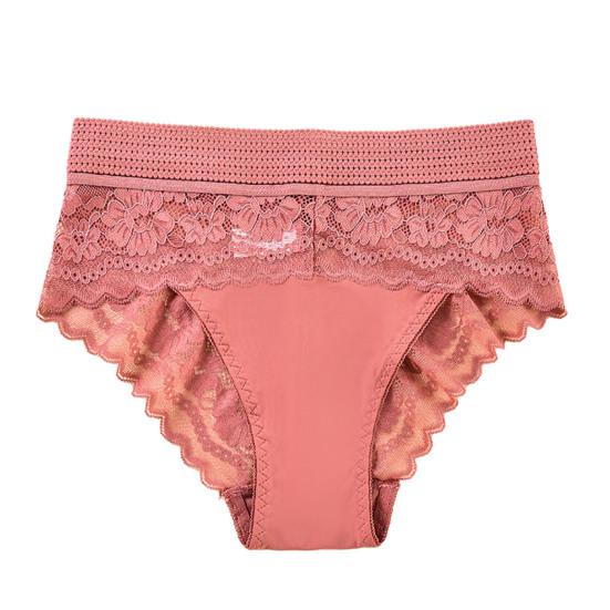 Women Underpants High Waist Hollow Out Lace Soft Breathable Anti-septic Stretchy Moisture-wicking Flower Embroidery Mesh Lady Panties Briefs