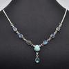 Larimar Labradorite Gemstone Women Necklace 925 Sterling Silver Handmade Jewelry
