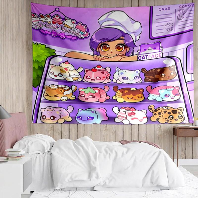 Aphmau Print Tapestry, Backdrop, Easy Setup, Ideal for Bedroom, Office & Living Room, with Aesthetic Wall Hanging Decor.