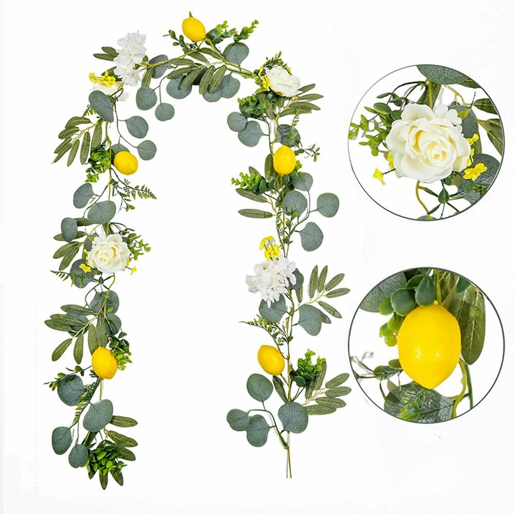 Realistic Artificial Lemon Garland Eucalyptus Leaves Simulation Lemon Vine Kitchen Decor