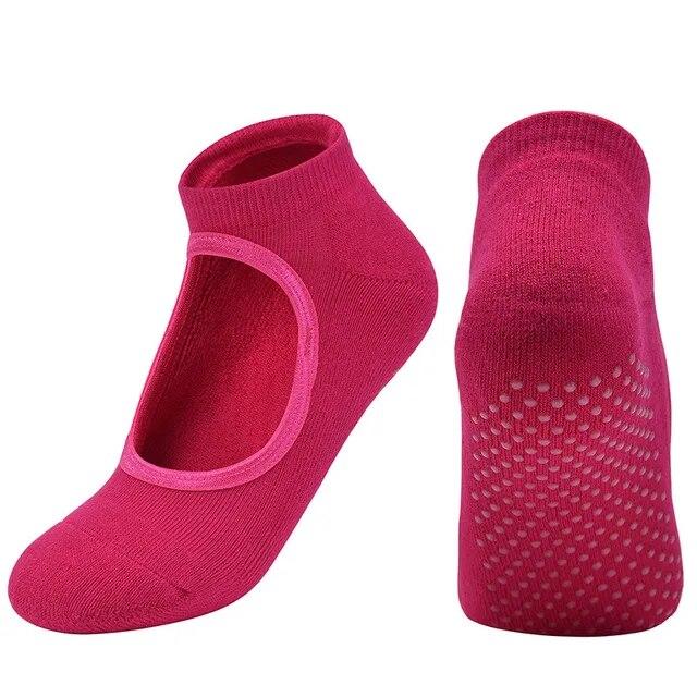 Breathable Anti-friction Women Yoga Socks Silicone Non Slip Pilates Barre Breathable Sports Dance Socks Slippers With Grips