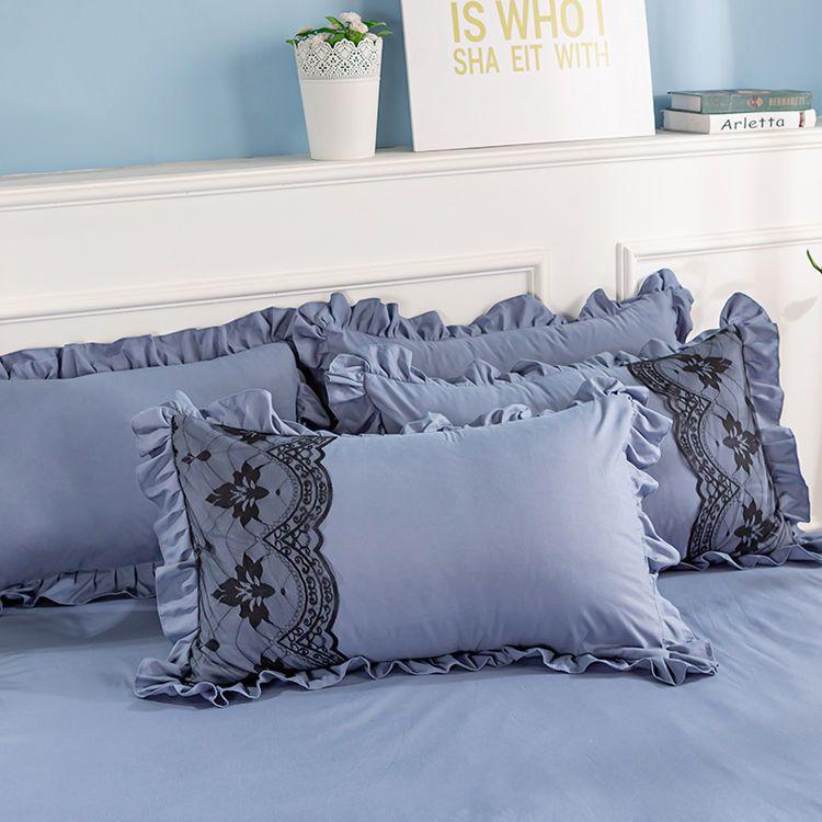 Pillowcase Bedroom Wedding Cover Pillow Luxury Lace Summer Breathable Simple Soft Comfortable Cozy Couples Embroidery 48x74cm