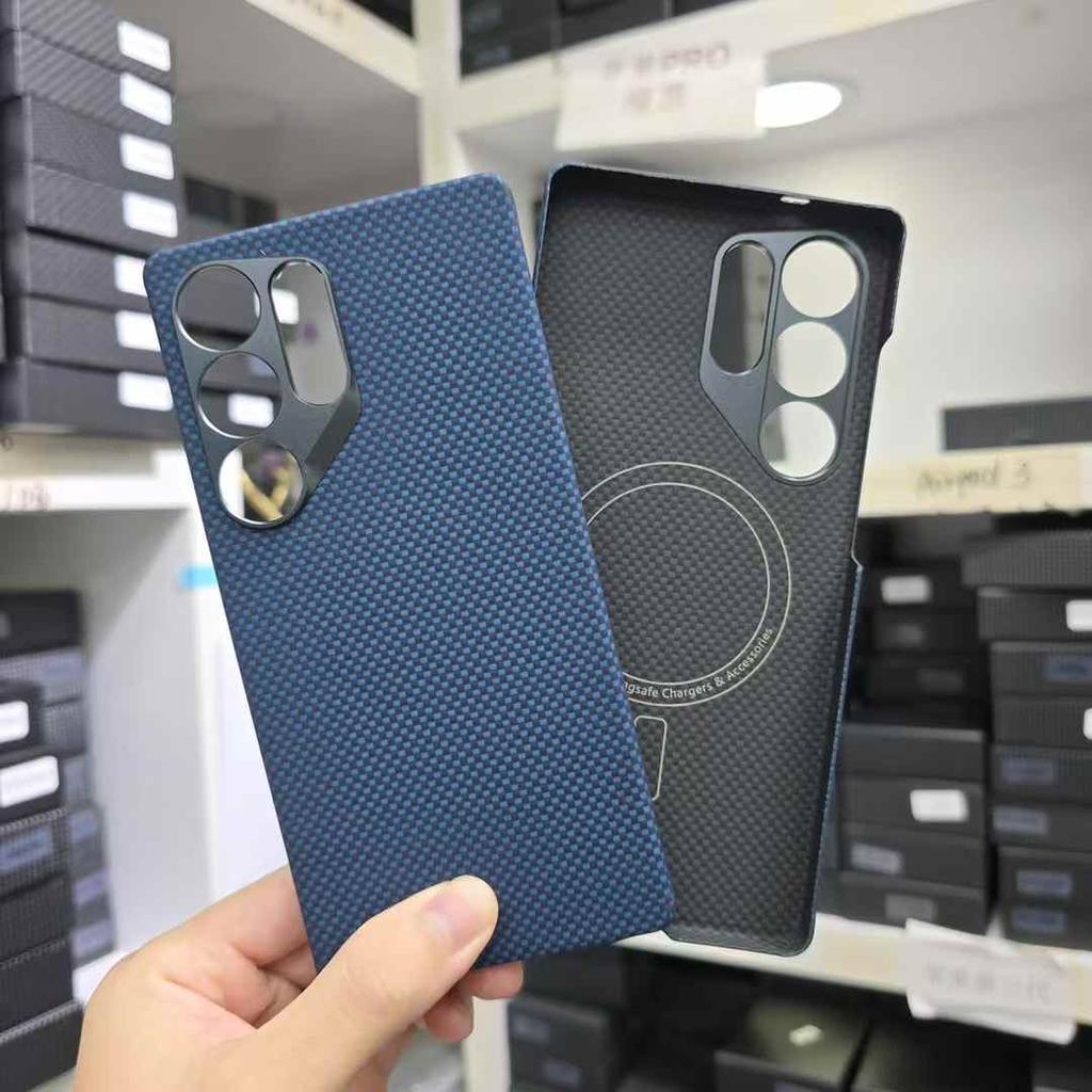 Aramid Kevlar Carbon Fiber Hard Case for Samsung S25 Ultra Magnetic Protective Shell Floating Woven Color Galaxy S24 Ultra Light Shell