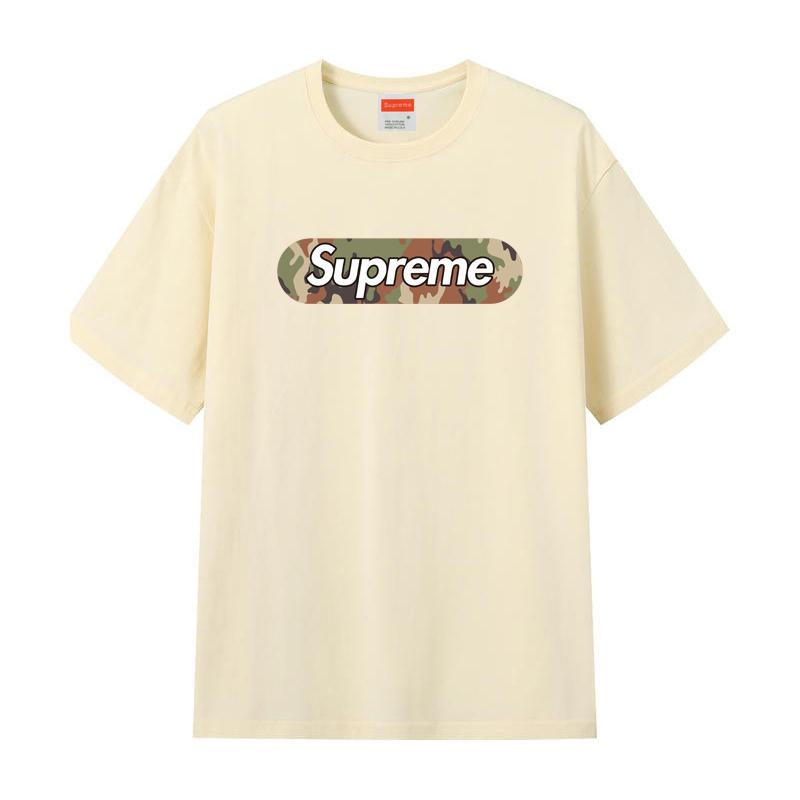 Футболка ZL14 Supreme 2025 из чистого хлопка с круглым вырезом и принтом, высококачественная парная футболка