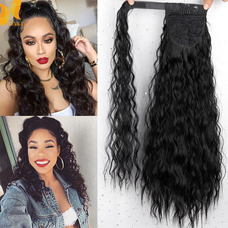 MERISIHAIR Женские длинные вьющиеся искусственные волосы на шнурке, наращивание хвоста, синтетические высокотемпературные волокна для наращивания волос