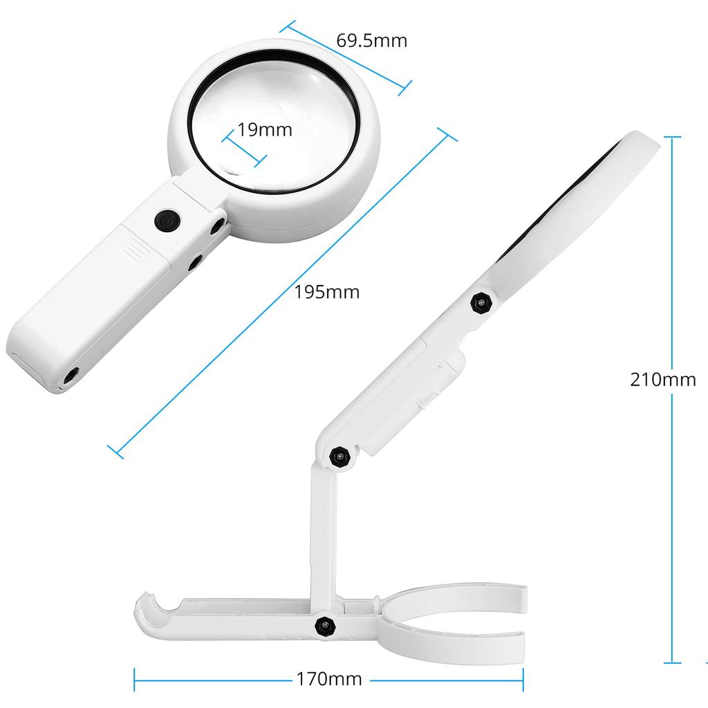 eSynic Handheld Magnifying Glass with LED Standing Tabletop 5x 11x Adjustable Brightness and Up to 6 Hours of Magnifying Glass with Adjustable Ideal