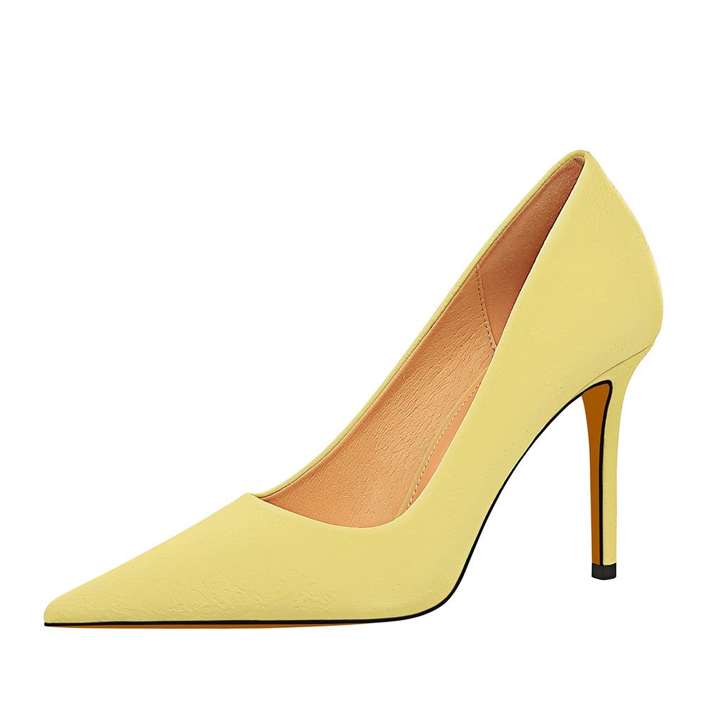 Bigtree Простые туфли на тонком каблуке Высокие каблуки 9,5 см Туфли на сверхвысоком тонком каблуке с острым носком и неглубоким ртом