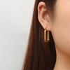 Retro Style, Rectangular Stainless Steel Earrings Trendy High-end Women's Temperament Titanium Steel Earrings Jewelry