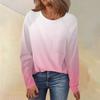 Women's Round Neck Gradient Printed Raglan Sleeve Long Sleeve Versatile Loose Top