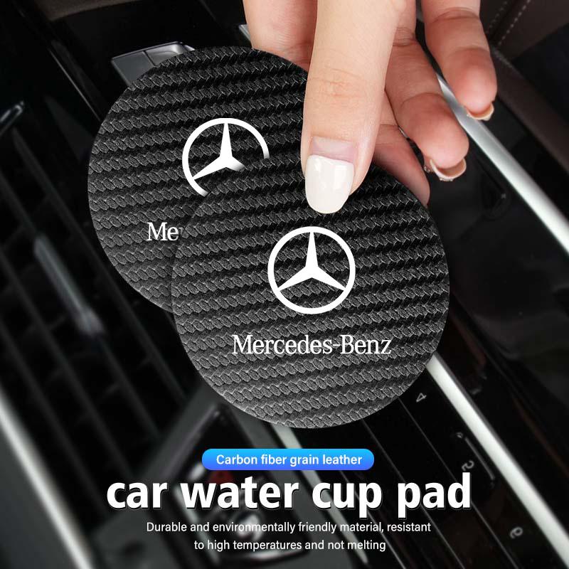 AAVM1 2pcs Car Coaster Water Cup Holder Anti-Slip Pads Accessories For Mercedes Benz CLK GLC W212 C200 C300 W203 W204 W205 W169 W176
