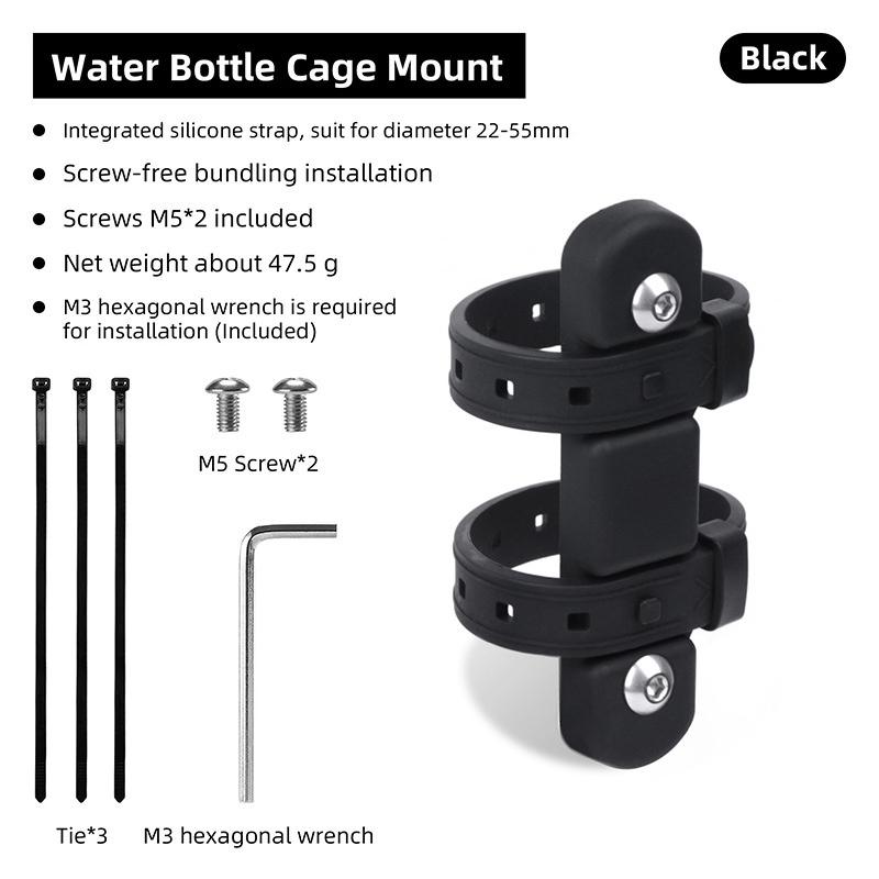 Bicycle Water Bottle Holder Adaptor 5 Colors Silicone Bottle Cage Strap Seatpost Fork Frame Multi Location Mounting Rack Bracket