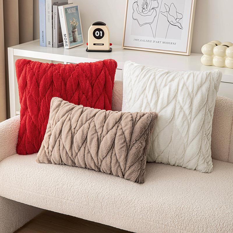 Плетеная подушка-скрутка Простая трехмерная наволочка из искусственного кроличьего бархата Плюшевая вышитая прикроватная наволочка для дивана
