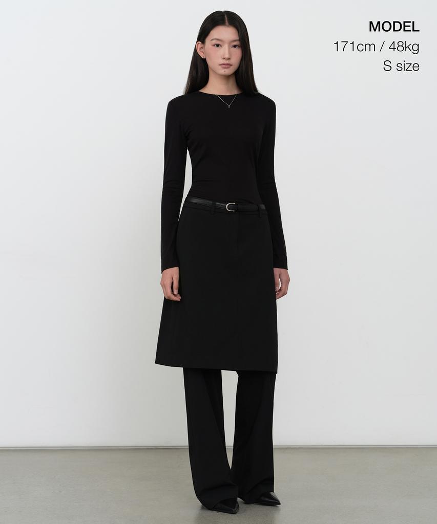 MUSINSA STANDARD WOMAN Women'S Wool Tencel Slim Long Sleeve T-Shirt [Black]