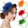1PC Flower Headpiece Glam Cocktail Tea Party Hair Accessories Feather Headband 10 Colors Feather Fascinators for Women & Girls