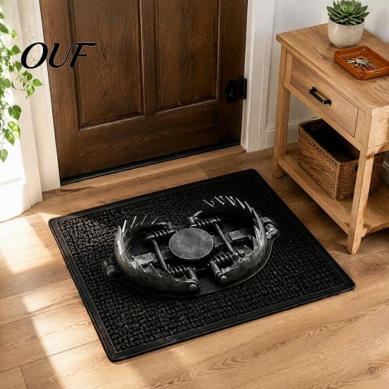 Modern Home Decor Rug 3D Trap Prank Rug, Bear Illusion Door Mat, Funny Dirt Resistant Floor Cover Welcome Non-slip for Entrance Bathroom Bedroom Porch