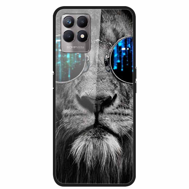 Чехол для Realme 8i Закаленное Стекло Жесткий Прозрачный Чехол для Телефона Для OPPO Realme 8i RMX3151 Realme 7 Pro Животные Волк Ударопрочный Чехол