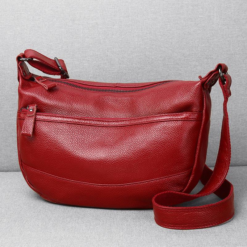 Feiya кожаная женская сумка первый слой коровьей кожи повседневная мягкая кожаная сумка для мам среднего возраста сумка через плечо сумка в форме полумесяца