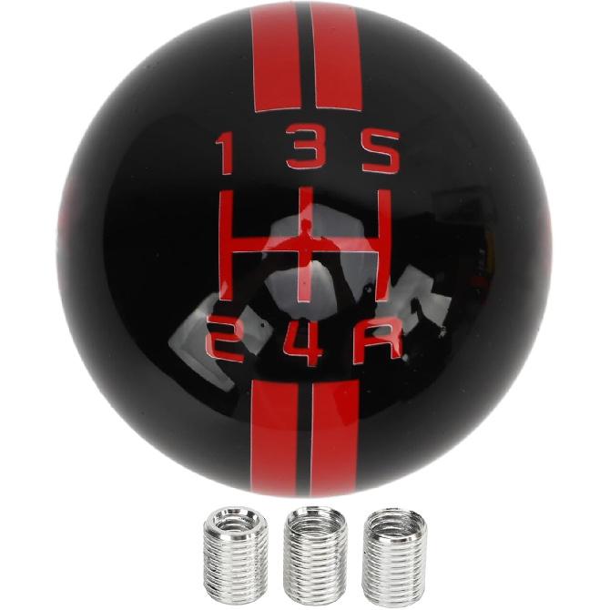 Fydun 5 Speed Round Ball Shift Knob Manual Shifter Lever Stick Head Knob for 1967 to 2018 (Black Red)