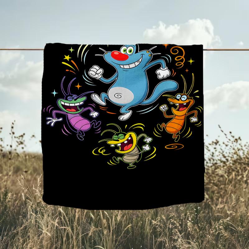 1PC Oggy Blanket Flannel Throw for Sofa, Indoor, Camping, Living Room, Office, Chair, And Bed Soft Birthday Christmas Gift