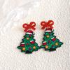 Colorful Christmas Tree Earrings with Bowknot - Cute and Creative Acrylic Studs