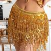 Женская юбка для танца живота с цепочкой, кисточками, пайетками, 3 слоя, на шнуровке, в стиле бохо, клубная одежда для выступлений, мини-юбка для латинских танцев, короткая юбка для тренировок, бедра