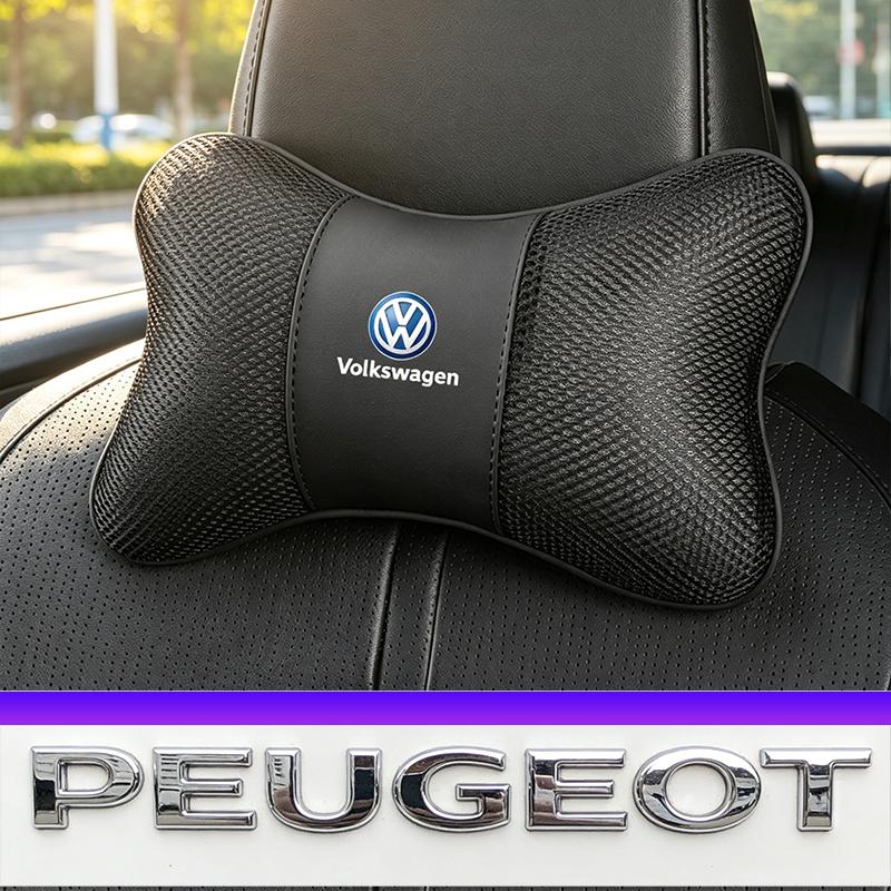 2026New Ice Silk Car Seat Headrest Neck Pillow Valve Cap For VW Golf Amarok T5 Phaeton Teramont ID3 Tiguan T-Cross Passat Magota