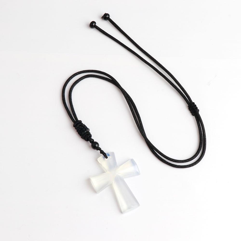 Ожерелье с крестом из агата - полудрагоценный камень, рождественский подарок, цепочка для свитера